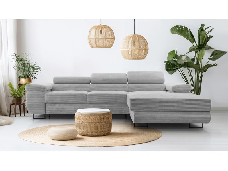 Canapé d’angle en velours côtelé arborio 280 cm gris clair d Arborio - Conforama B