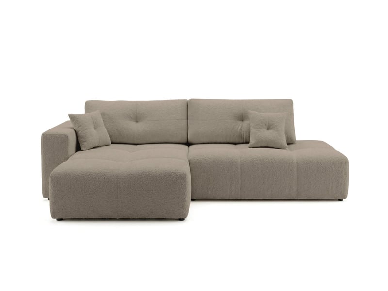  Celine - canapé d'angle fixe convertible 4 places en bouclette  - Conforama E