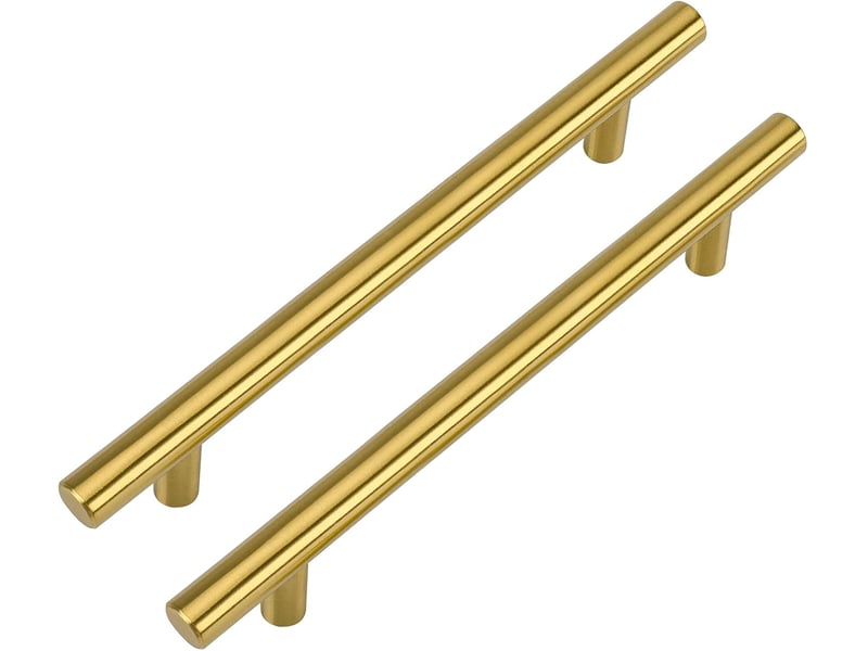 Lot de 10 poignées de cuisine en laiton 128 mm – entraxe, doré  - Conforama A