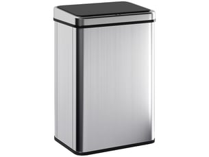 Poubelle à capteur de 40l, couvercle à fermeture en douceur, poubelle de cuisine automatique acier inoxydable, argenté