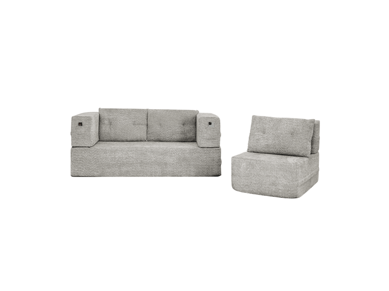  Canapé convertible modenvie modulable 3 places 199 x 194 cm pliable tissu gris clair  - Conforama A