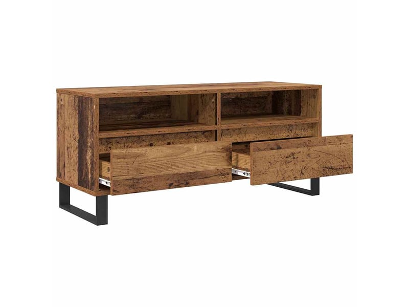  Meuble tv - banc tv - meuble de rangement avec tiroir bois ancien 100 x 34,5 x 44,5 cm  - Conforama E