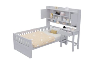 Lit avec rangement 90x200 cm SWEIKO   coloris gris