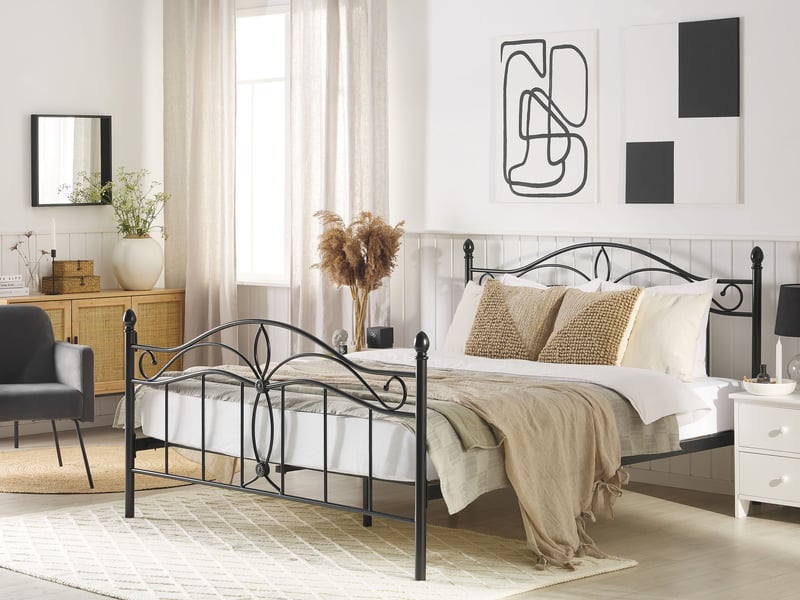 Lit avec sommier métal antlia 160 x 200 cm noir 59667 - Conforama B