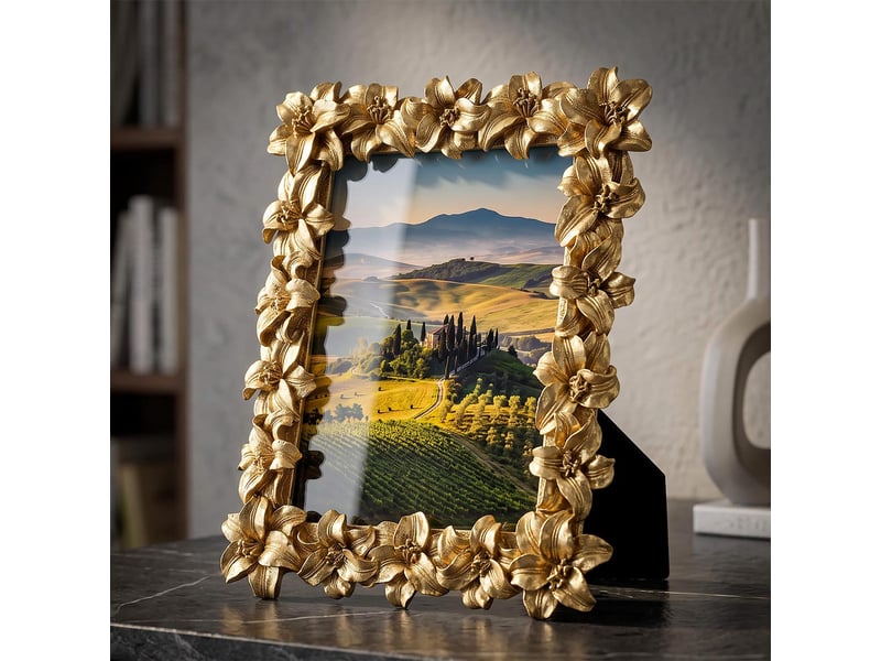  Cadre photo fleurs de lys giglio 15x20cm or  - Conforama E