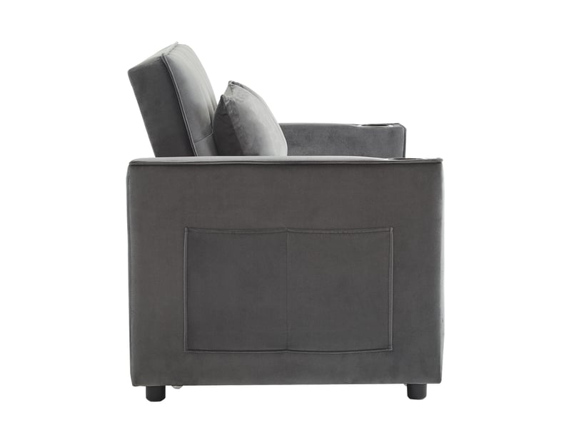  Canapé-lit pliable multifonction, convertible, porte-gobelet et coussins  - Conforama E