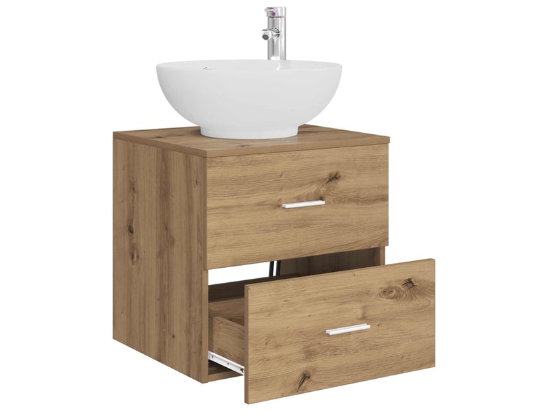 Vanité de lavabo mural, meuble de rangement chêne artisanal 49.5x44.5x66.5 cm  - Conforama C