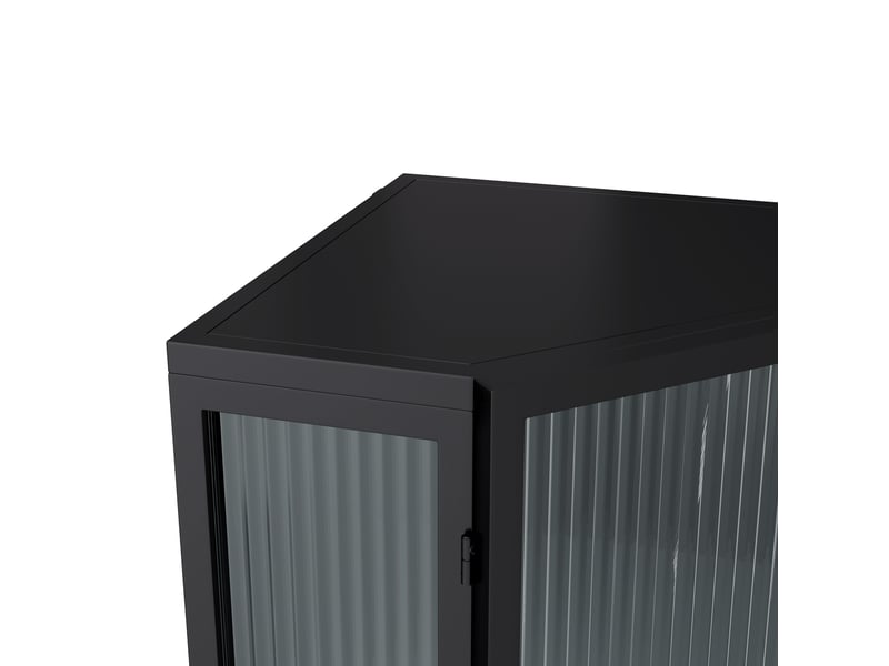  Meuble d’angle 56*42.5*110cm en métal et verre trempé avec porte et étagères noir chicfurn  - Conforama E