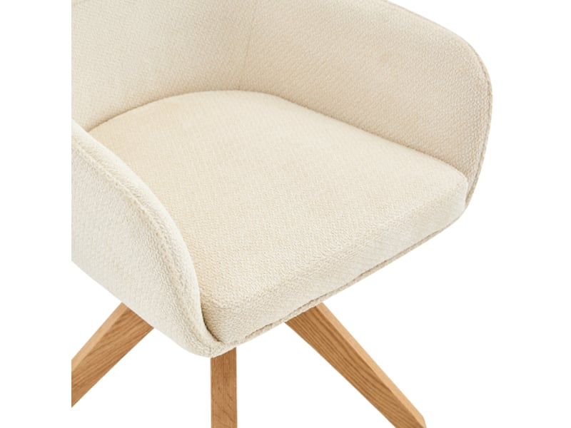  Chaise bois massif pivotante 360° – lot de 2, dossier ergonomique, assise beige, design moderne  - Conforama E