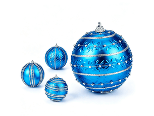 Lot de boules de noël krist+ bleu pvc relief ø 8 cm (12 unités)