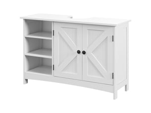 Meuble sous-évier autoportant à 2 portes et étagères anti-basculement réglables, style moderne, 90 x 30 x 60 cm, blanc