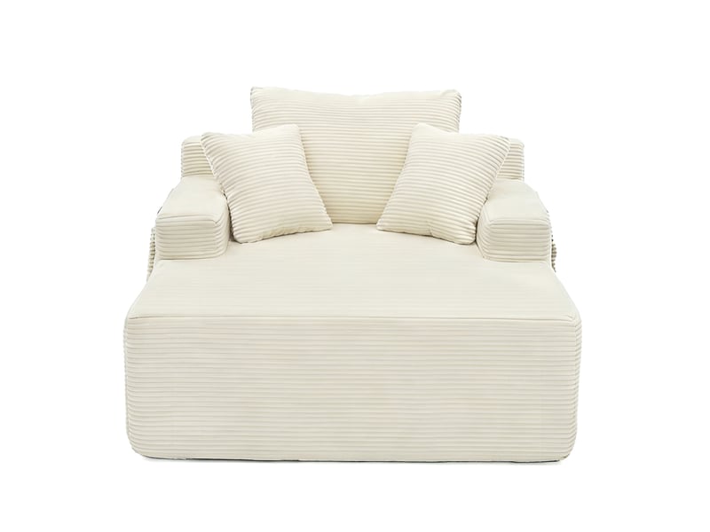 Canapé-lit 1 place 110x150x70 cm avec poches latérales et coussins beige sans matelas - Conforama A