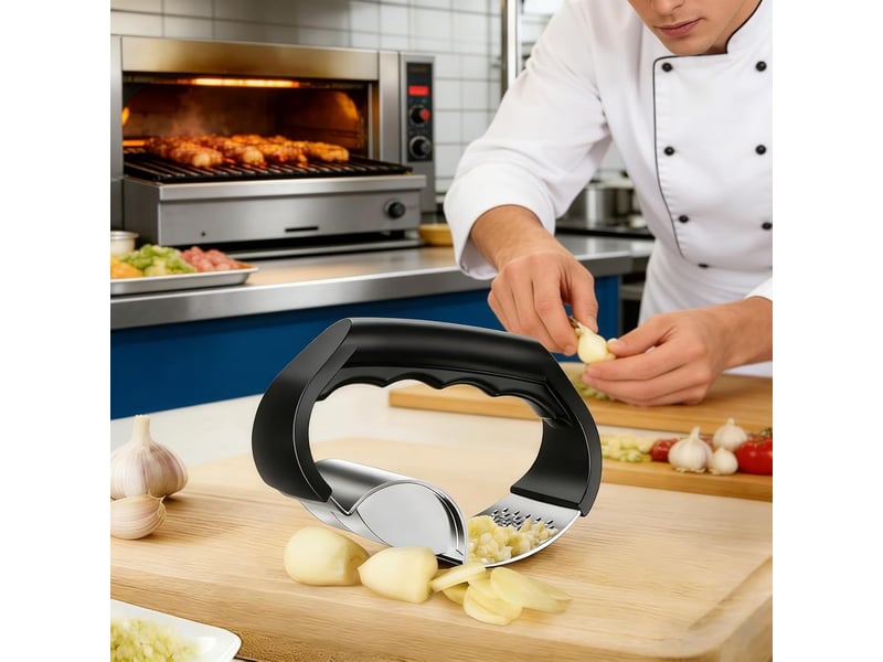 Presse-ail - ustensile de cuisine 2 en 1 avec poignée ergonomique,presse-ail en acier inoxydable facile à nettoyer pour maison restaurant cuisine b - Conforama B