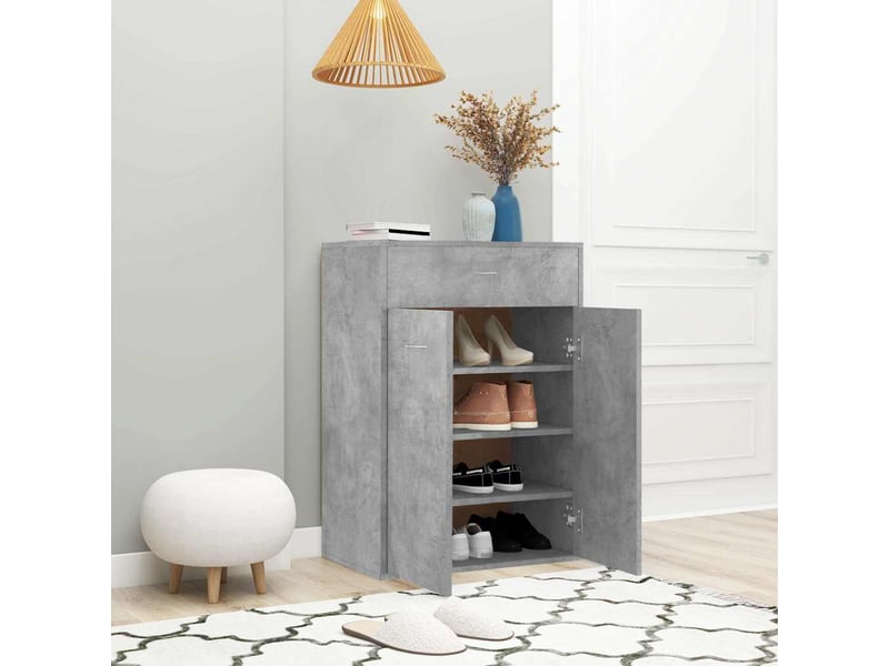  Meuble à chaussure, armoire à chaussures gris béton 60x35x84 cm bois d'ingénierie  - Conforama C