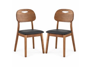 Lot de 2 chaises de salle à manger, chaise cuisine, assise confortable, dossier ovale, dossier ergonomique, pu, bois+noir