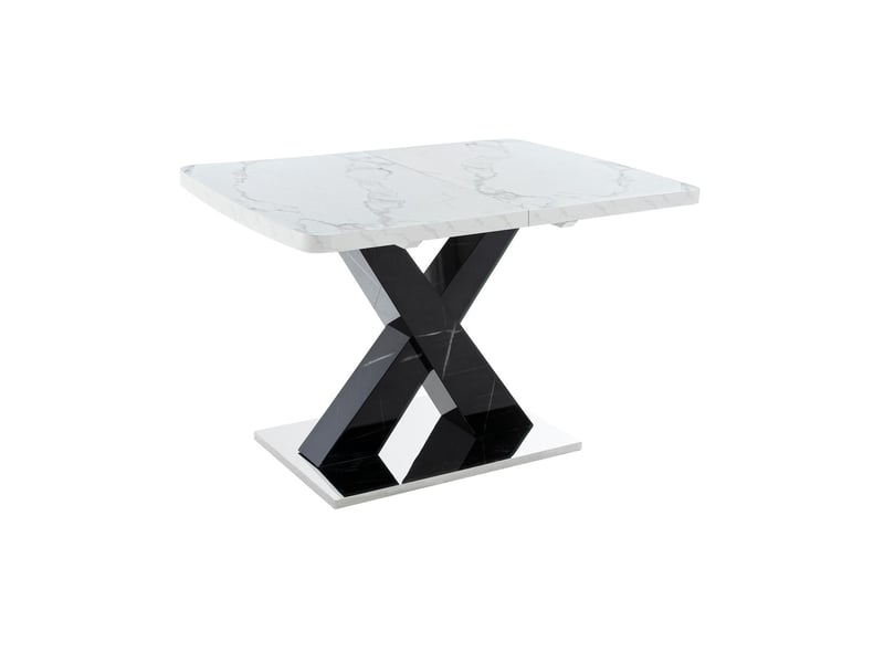  Table à manger extensible 120-160 cm mdf effet marbre blanc et métal noir W2552S00022 - Conforama B