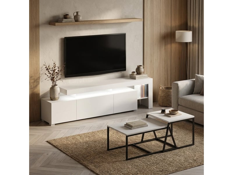  Ensemble meuble tv et tables basses de salon modernes beliz  - Conforama B