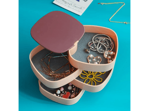 Boîte à bijoux rotative à 4 niveaux coffret de rangement pour bagues boucles d'oreilles et colliers organisateur portable multifonction en plastique