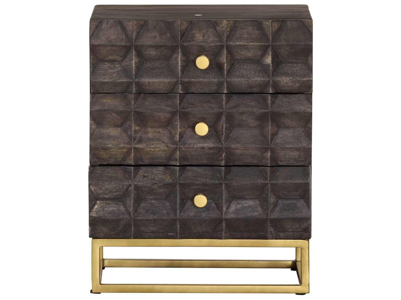  Table de chevet, table d'appoint noir 40x30x50 cm bois de manguier massif  - Conforama A