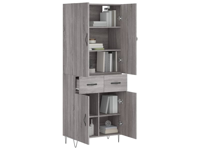  Buffet haut - bahut - meuble de rangement sonoma gris 69,5x34x180 cm bois d'ingénierie  - Conforama C