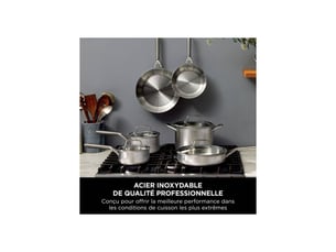 Casserole inox 22 cm 3 plis compatible induction avec couvercle