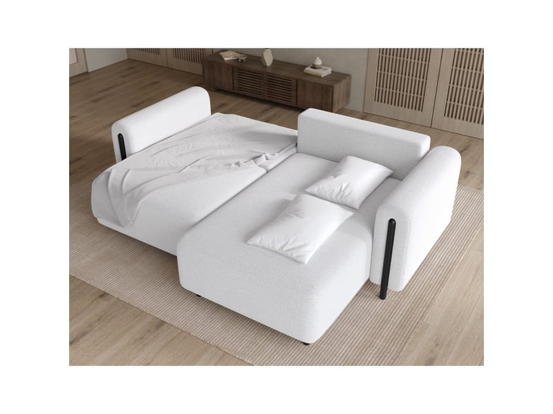 Canapé d'angle convertible arvessa blanc alpin chenille – angle droit - Conforama D