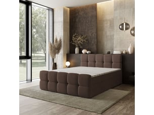 Lit avec rangement 140x200 cm <strong>MASSENO</strong>  <strong></strong> coloris marron