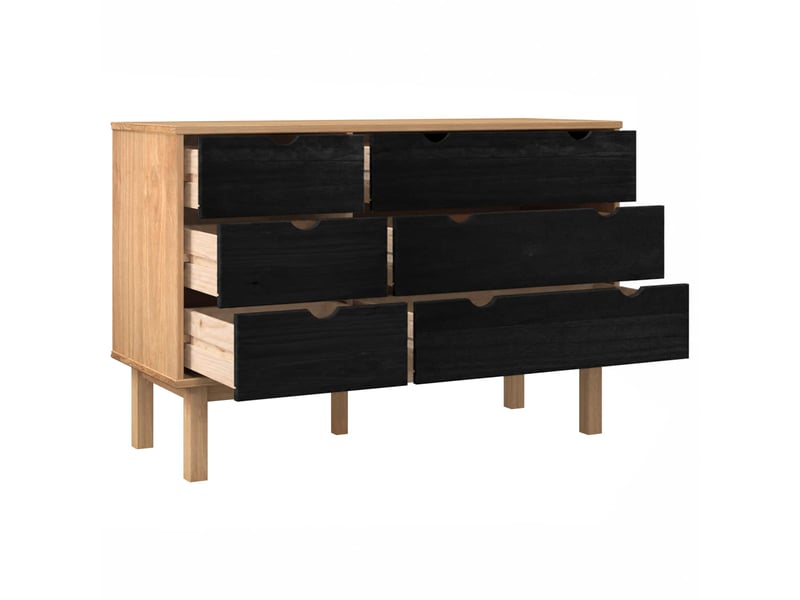  Armoire à tiroirs, commode avec tiroir otta noir 111x43x73,5 cm  - Conforama D
