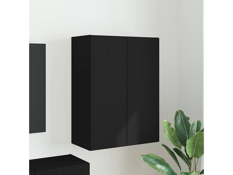 Meuble tv - banc tv - meuble de rangement mural 59,5 x 31 x 80 cm noir bois d'ingénierie  - Conforama B