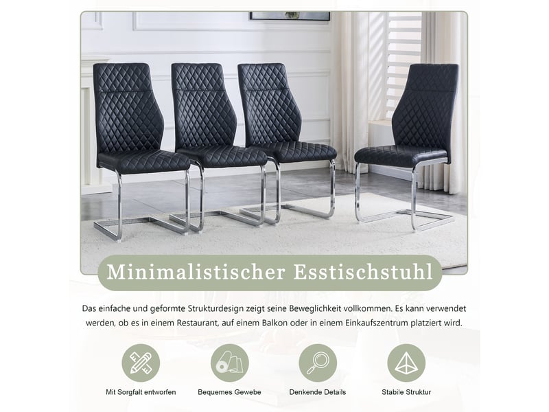  Lot de 2 chaises de salle à manger en similicuir pu noir et métal W3658P391053 - Conforama D