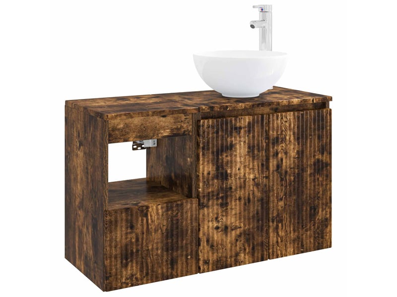  Ensemble de mobilier de salle de bain 2 pc chêne fumé cf64085  - Conforama A
