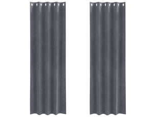 Lot de 2 rideaux, rideaux de fenêtre gris clair 140 x 260 cm velours cf44056