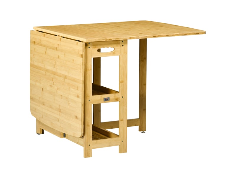  Table à manger pliante extensible 149.5x80x73.5 cm en bambou coloris naturel  - Conforama A