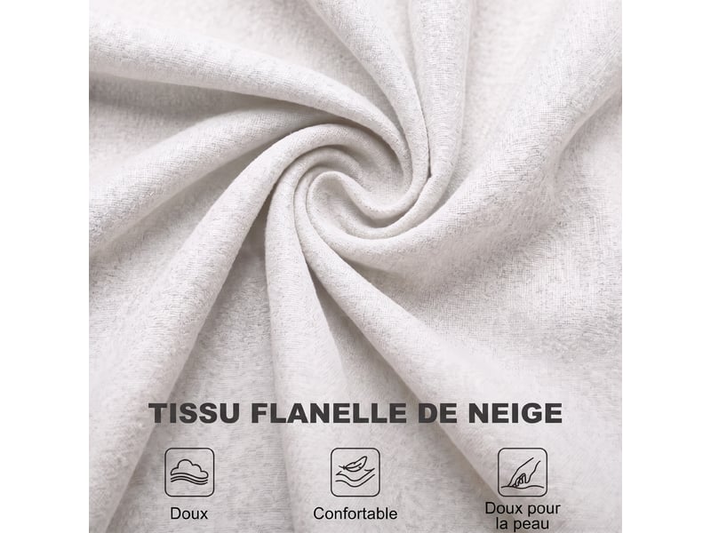 Fauteuil de salon, fauteuil d'appoint mi-siècle moderne en flanelle neige avec haut dossier capitonné à oreilles, crème - Conforama R