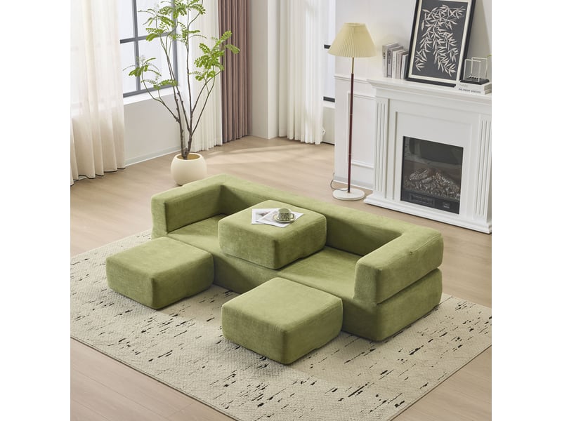  Canapé convertible, canapé-lit, en chenille, repose-pieds, mobilier pour espace de vie, pour salon et séjour  - Conforama W