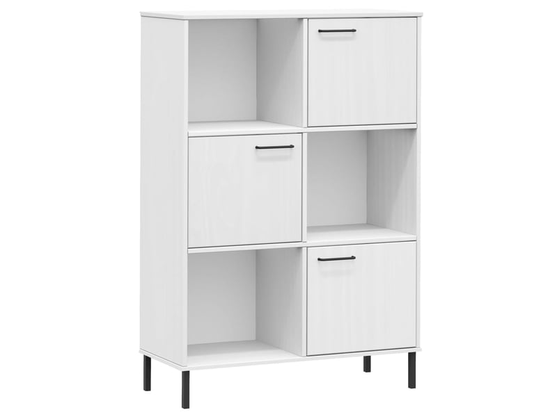  Bibliothèque, armoire à livres avec pieds en métal blanc 90x35x128,5 cm bois oslo  - Conforama A
