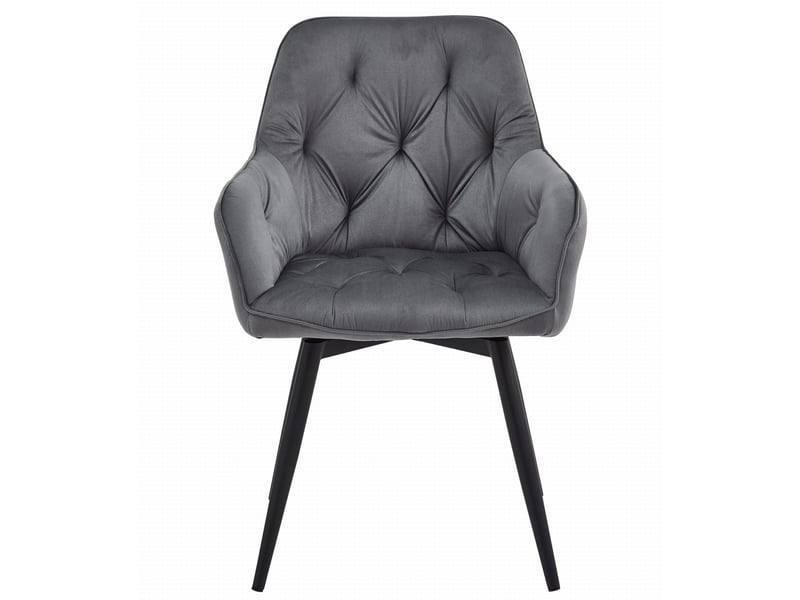 Family chaise - velours gris foncépieds noirs x 1  - Conforama C