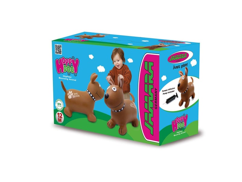  Animal rebondissante dog brown hoppydoo avec pompe 466004 - Conforama D