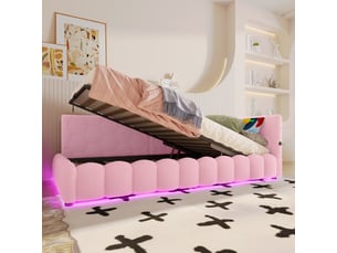 Lit coffre 90x200 cm GUTENT coloris rose