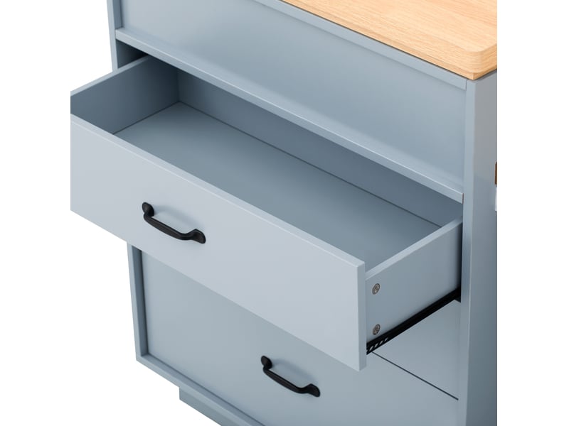  Îlot de cuisine extensible 125,5x71x93 cm avec led mdf bleu  - Conforama D