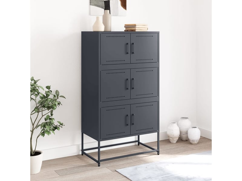  Buffet - bahut - meuble de rangement anthracite 68,5x38,5x123,5 cm acier  - Conforama C