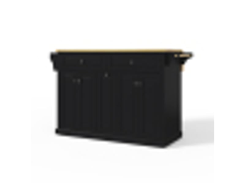 Îlot de cuisine mobile bois naturel et noir en mdf, plateau rabattable, roulettes verrouillables, 121 × 49 (69) × 89 cm - Conforama A