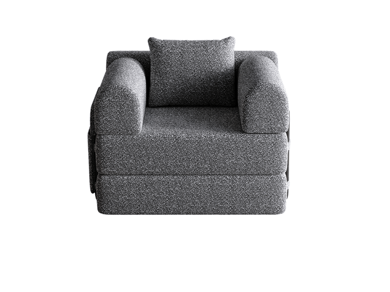  Canapé-lit 2 en 1 en chenille avec rangement accoudoir, cadre métal et configuration modulable  - Conforama A