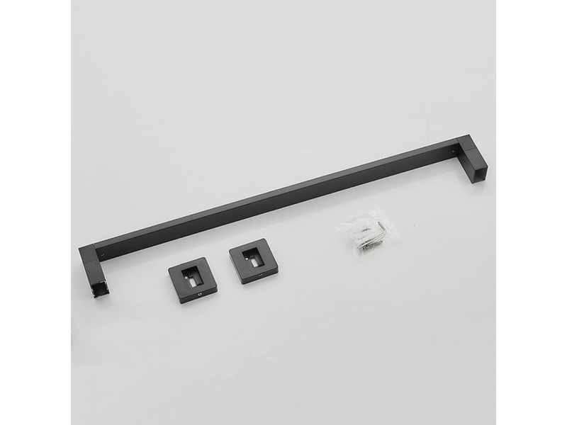  Porte-serviettes carré en aluminium space, fixation murale, tige simple, noir 60cm (double usage sans perforation et perforation)  - Conforama B
