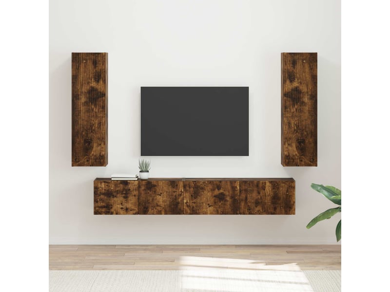  Ensemble meuble tv - banc tv - meuble de rangement 3 pcs chêne fumé bois d'ingénierie  - Conforama B