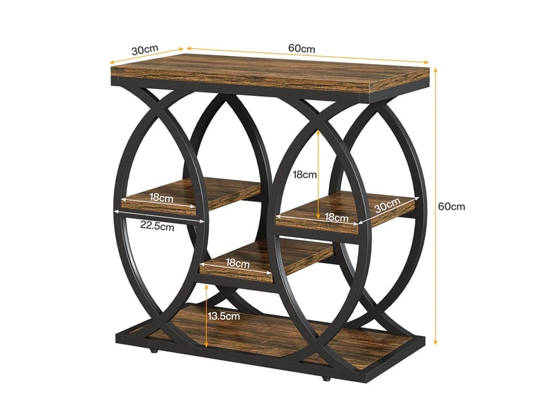 Table d'appoint avec étagères en mdf et métal marron et noir 60x30x60 cm - Conforama C