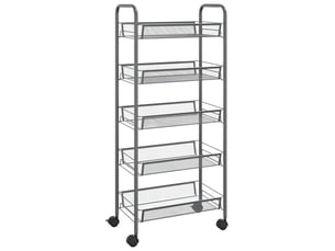 Desserte de cuisine, chariot de rangement à 5 niveaux gris 46x26x105 cm fer