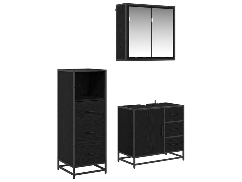  Ensemble de mobilier de salle de bain 3 pc chêne noir cf64351  - Conforama A
