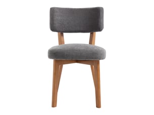 Chaise de salle à manger 2 pièces style mid-century moderne pieds en bois massif assise rembourrée en tissu lin gris