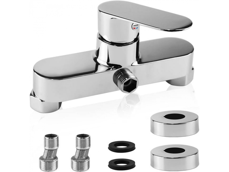  Robinet de douche monocommande, robinet de douche mural, robinet de douche monocommande argenté, raccord de flexible fileté g12, chromé  - Conforama A